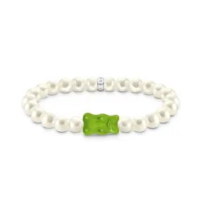 Sterling Silver HARIBO Green Goldbears Pearl Bracelet A2154-017-6