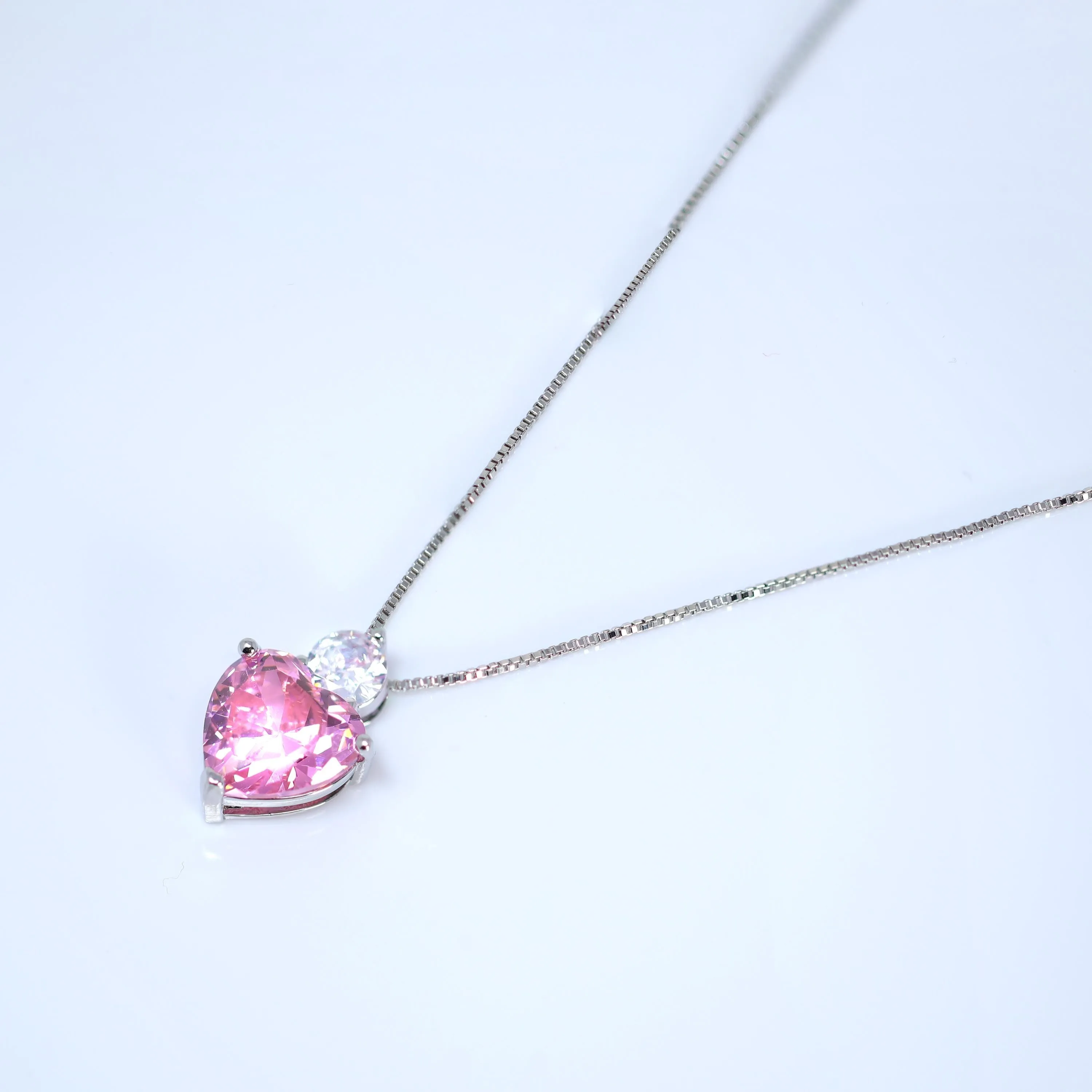 Swarovski Crystal Blushing Love's Heartfelt Charm Necklace , Valentine's Day Gift For Her, Galentine's Day,  Statement Necklace Cz