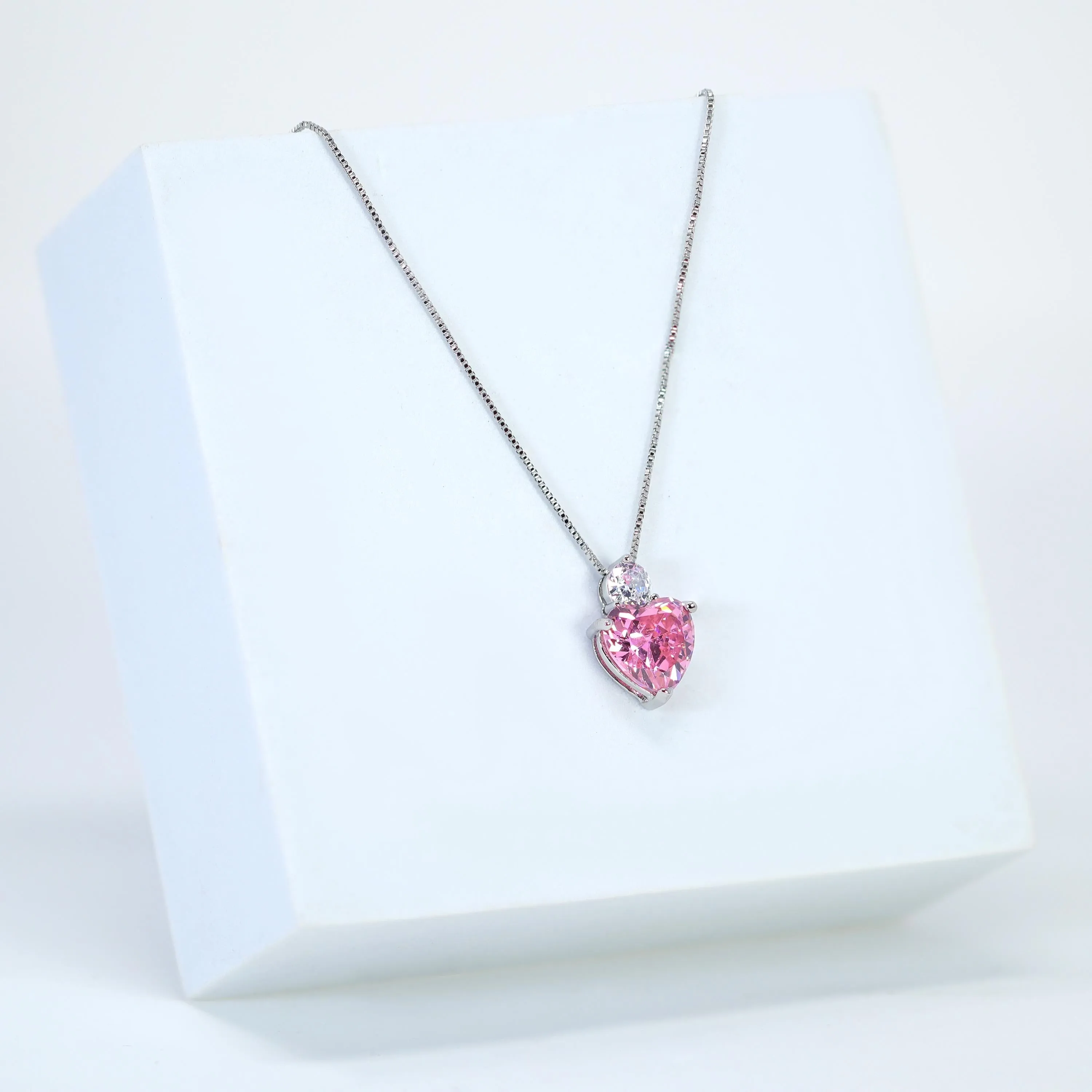 Swarovski Crystal Blushing Love's Heartfelt Charm Necklace , Valentine's Day Gift For Her, Galentine's Day,  Statement Necklace Cz