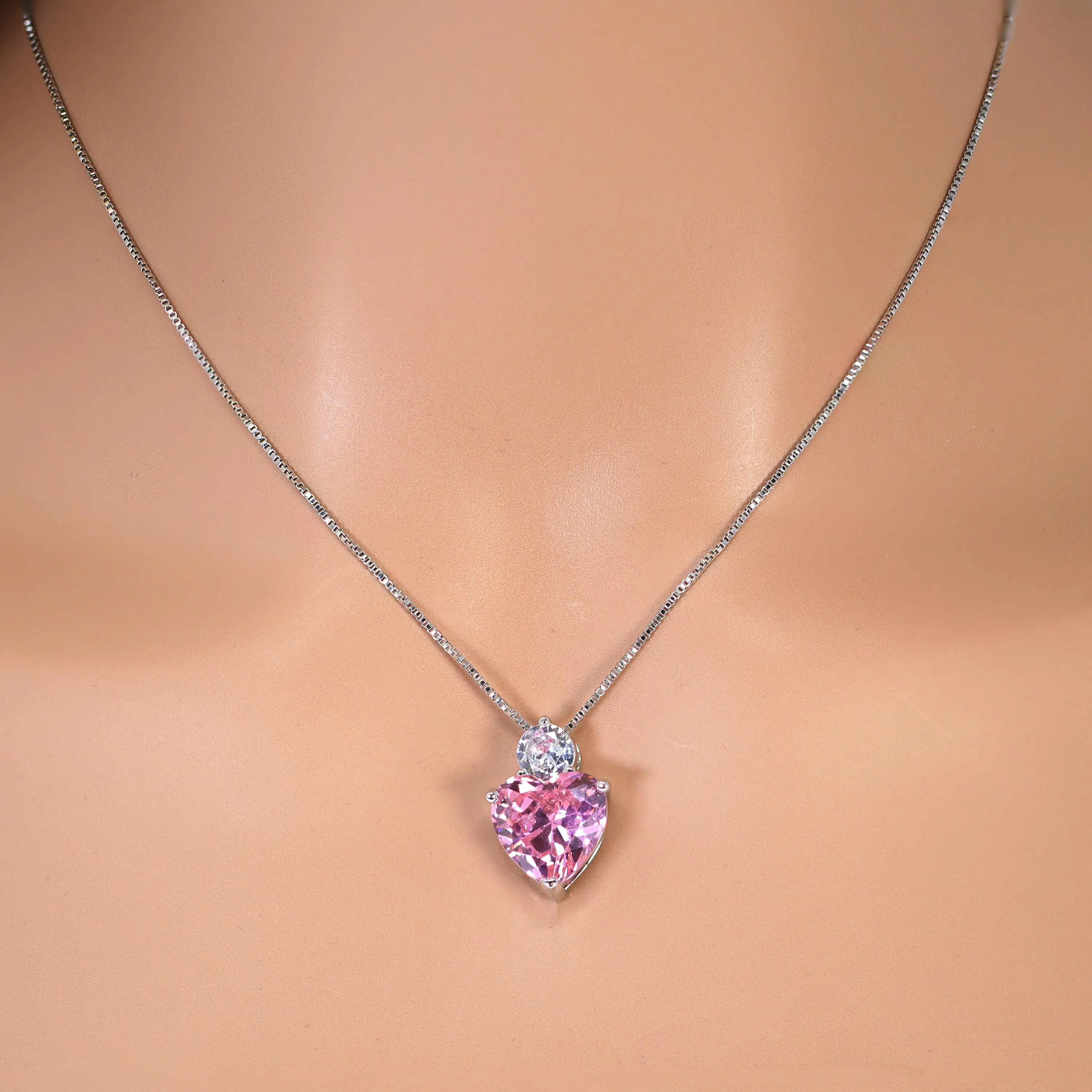 Swarovski Crystal Blushing Love's Heartfelt Charm Necklace , Valentine's Day Gift For Her, Galentine's Day,  Statement Necklace Cz