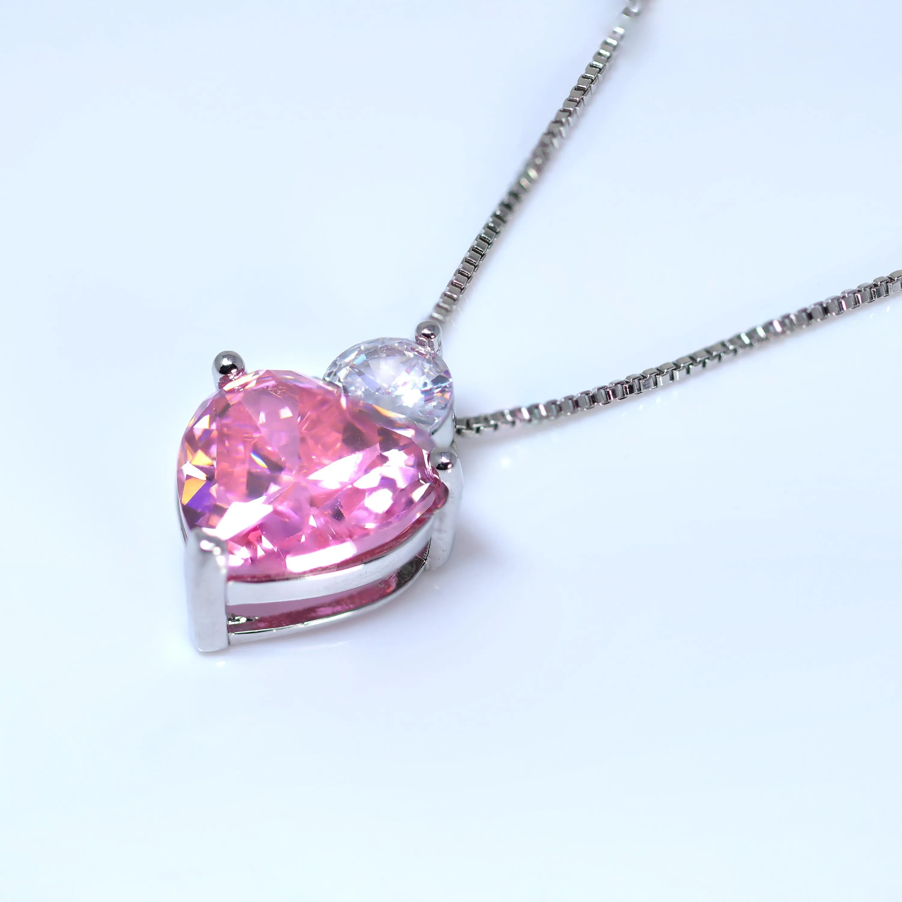 Swarovski Crystal Blushing Love's Heartfelt Charm Necklace , Valentine's Day Gift For Her, Galentine's Day,  Statement Necklace Cz