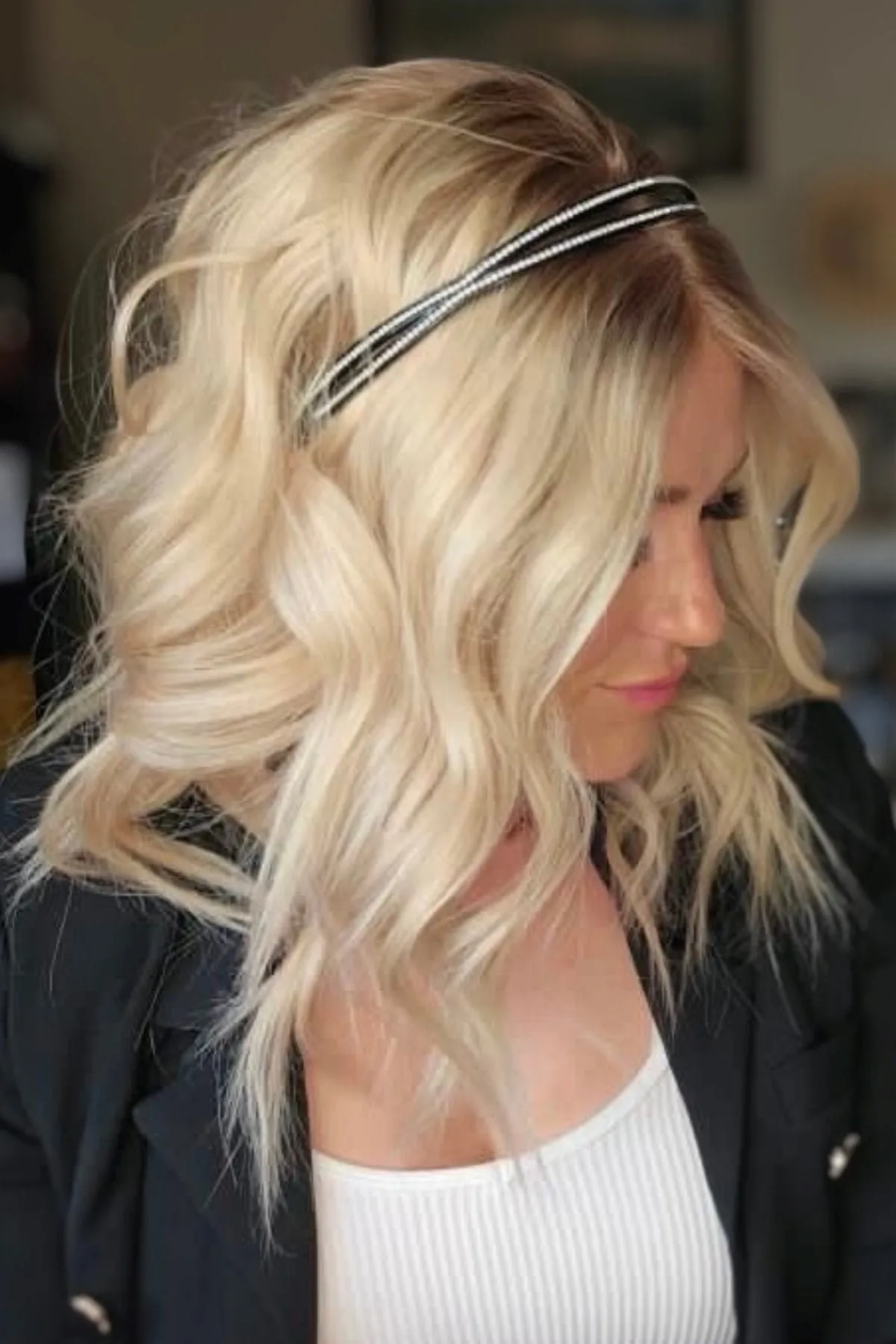 Thin Crystal Black Headband