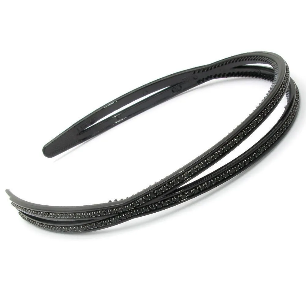 Thin Crystal Black Headband