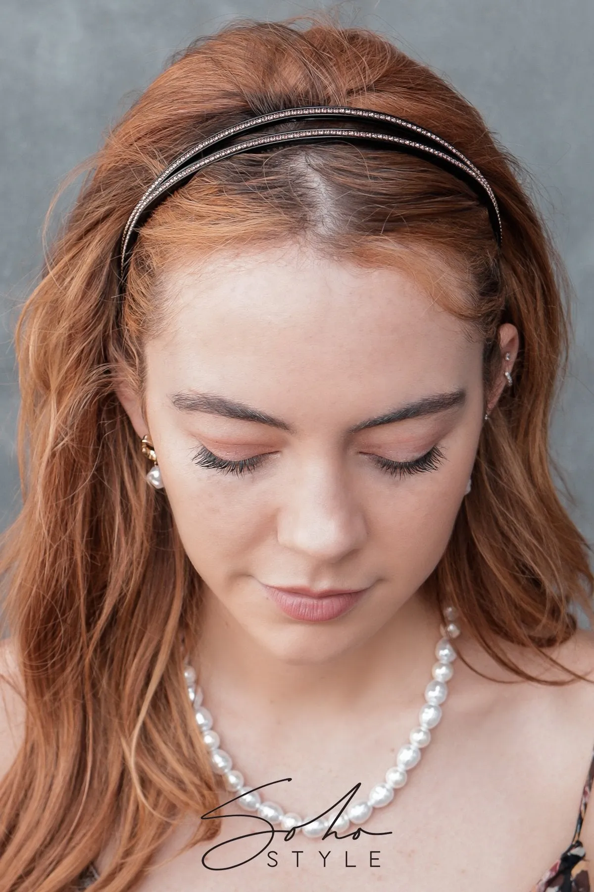 Thin Crystal Black Headband