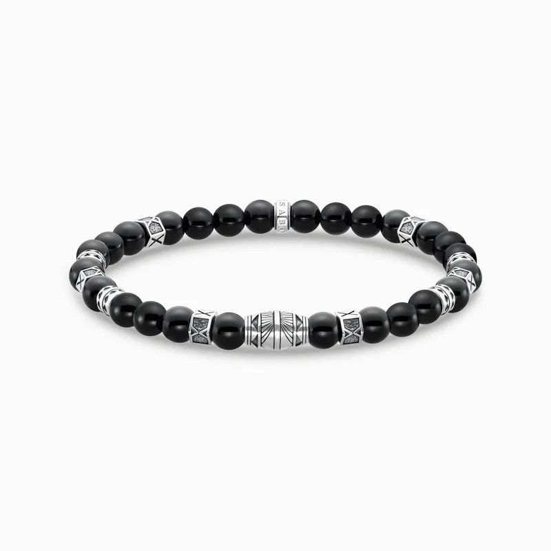 Thomas Sabo Bracelet with Black Onyx Beads - Silver