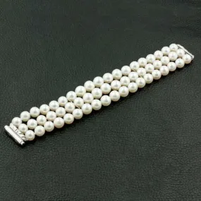 Three Row Pearl Bracelet