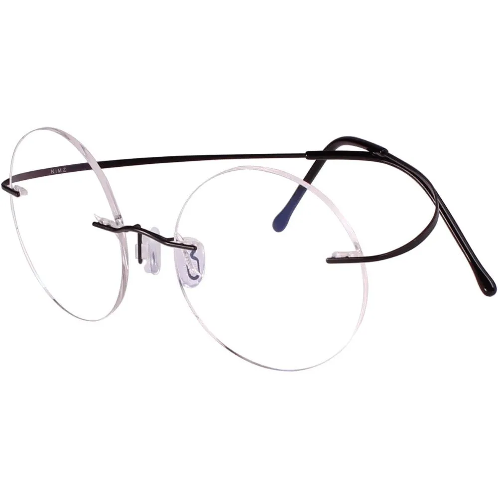 Titanium 46mm Round Rimless Flexible Eyeglasses A2007