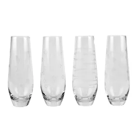 Top Shelf Decorative Stemless Champagne Glass Set, Set of 4 (WS)