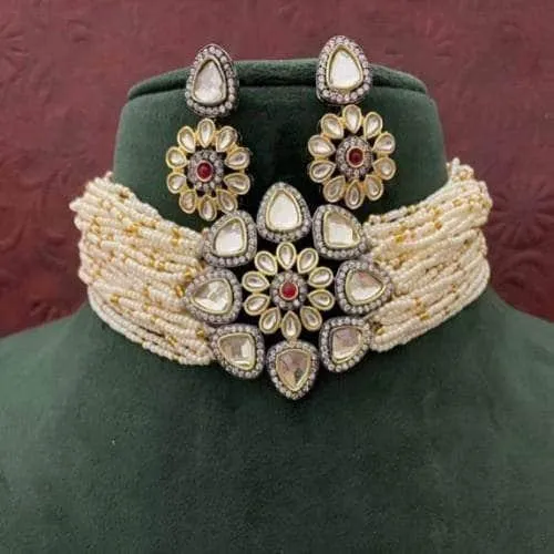 Triangular Moti Choker And Earring Set