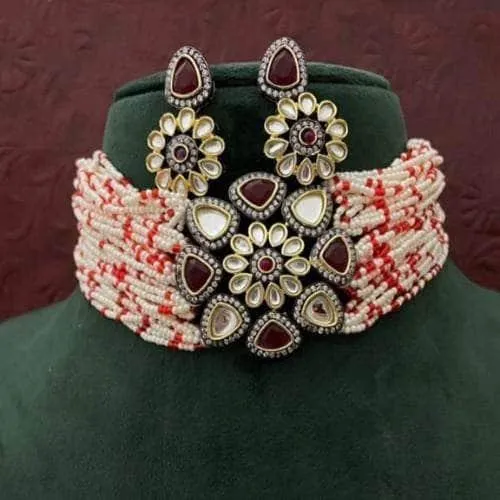 Triangular Moti Choker And Earring Set