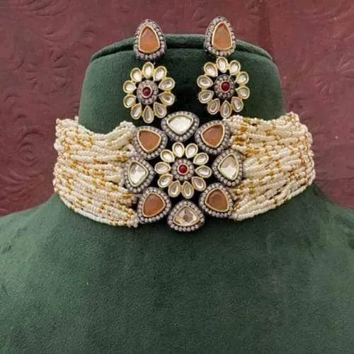 Triangular Moti Choker And Earring Set