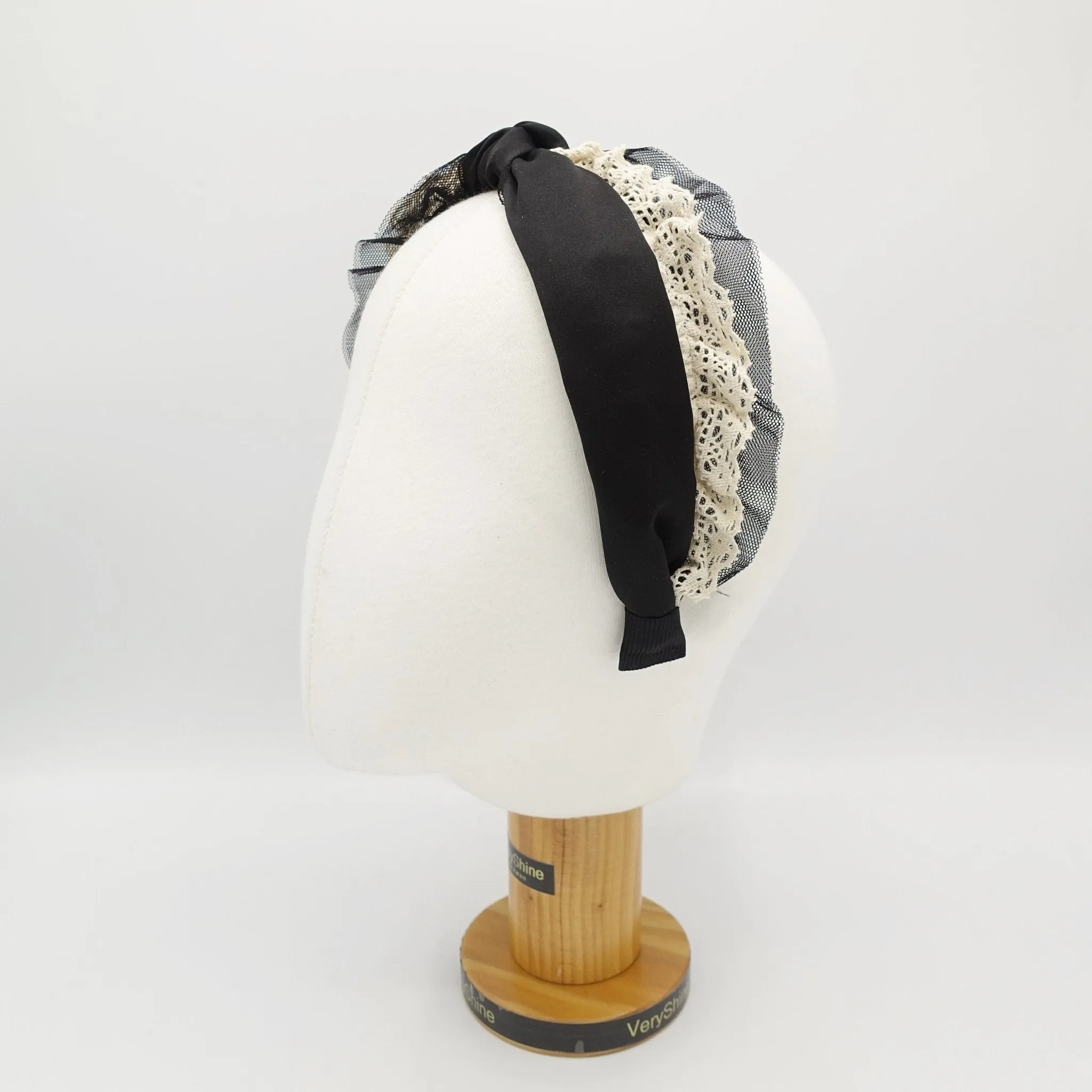 trim decorated satin knot headband for women