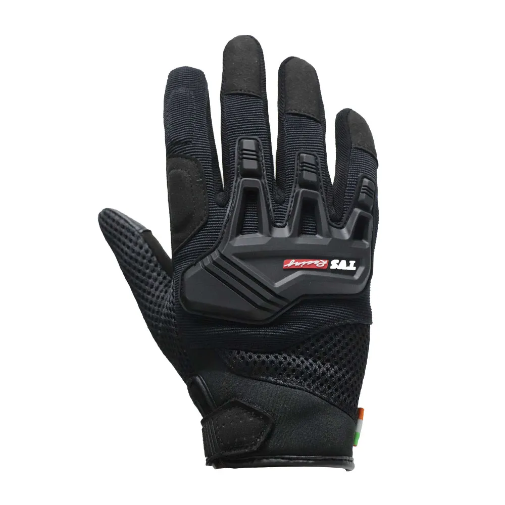 TVS Racing Riding Gloves for Men-Mesh for Ventilation, TPR Protection for Knuckles,Touch Screen Compatible, & Visor Wiper Fingertips-Premium Bike Gloves for Riding Comfort-Black