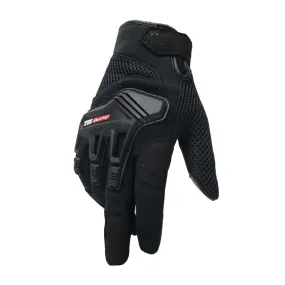 TVS Racing Riding Gloves for Men-Mesh for Ventilation, TPR Protection for Knuckles,Touch Screen Compatible, & Visor Wiper Fingertips-Premium Bike Gloves for Riding Comfort-Black