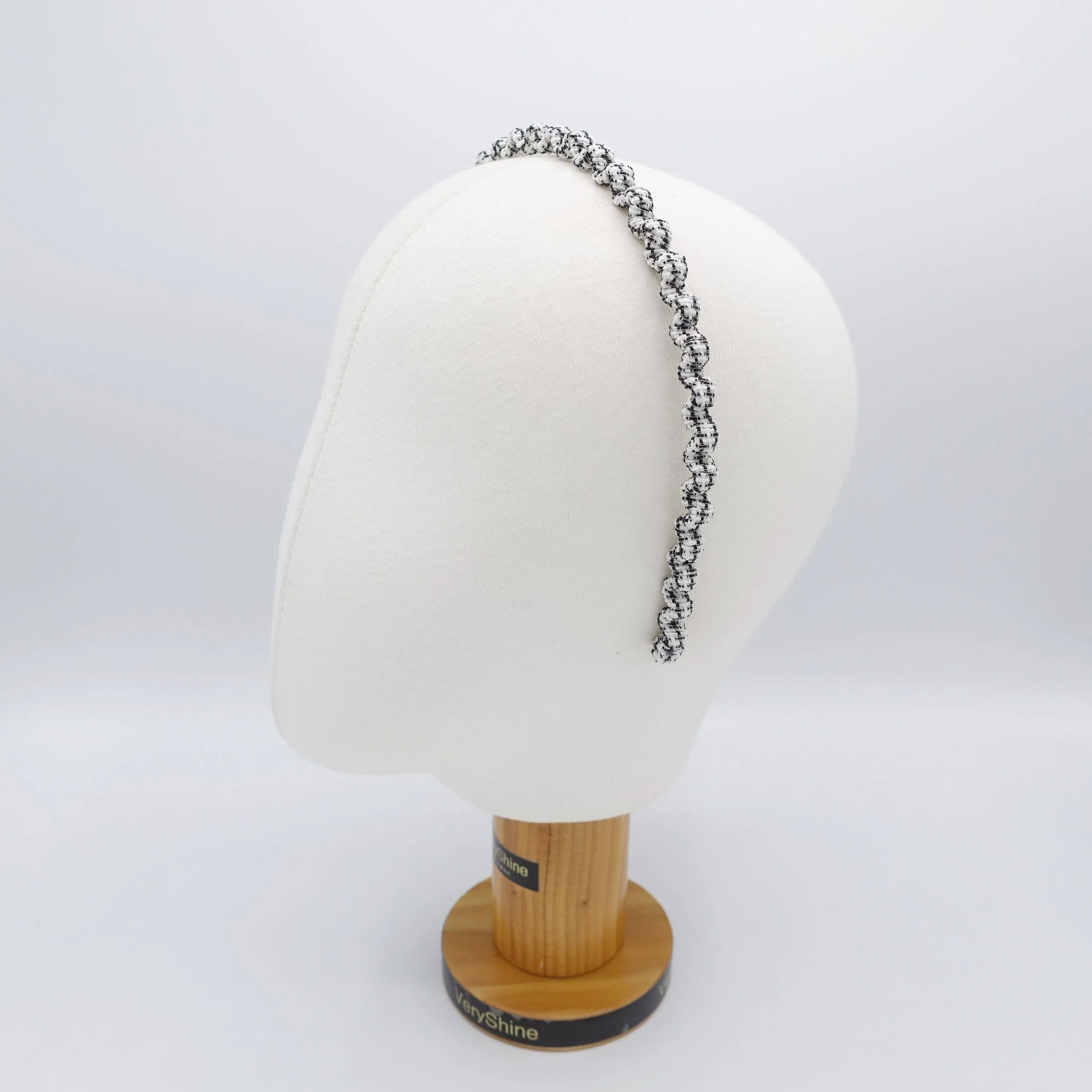 tweed wave headband thin metal hairband for women