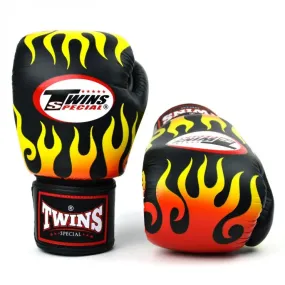 Twins Black Fire Flame Boxing Gloves