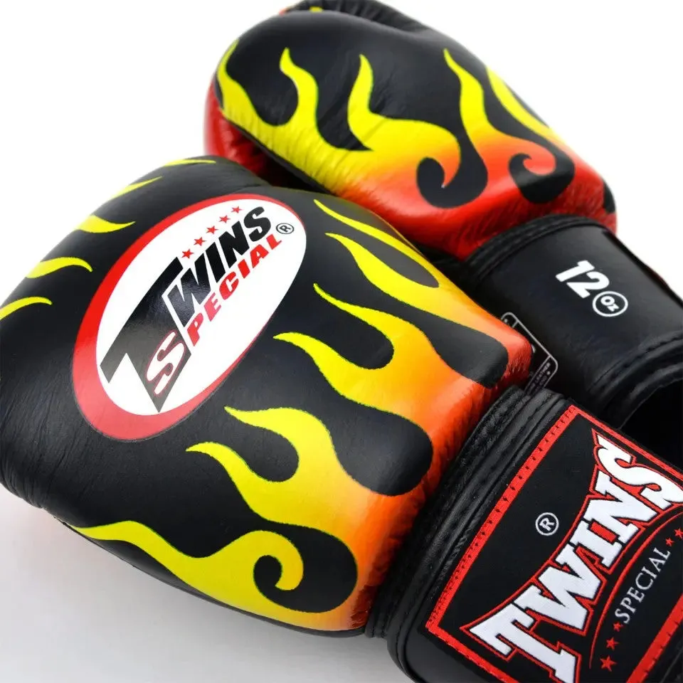 Twins Black Fire Flame Boxing Gloves