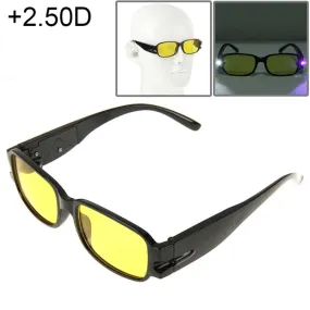 UV Protection Yellow Resin Lens Reading Glasses with Currency Detecting Function,  2.50D