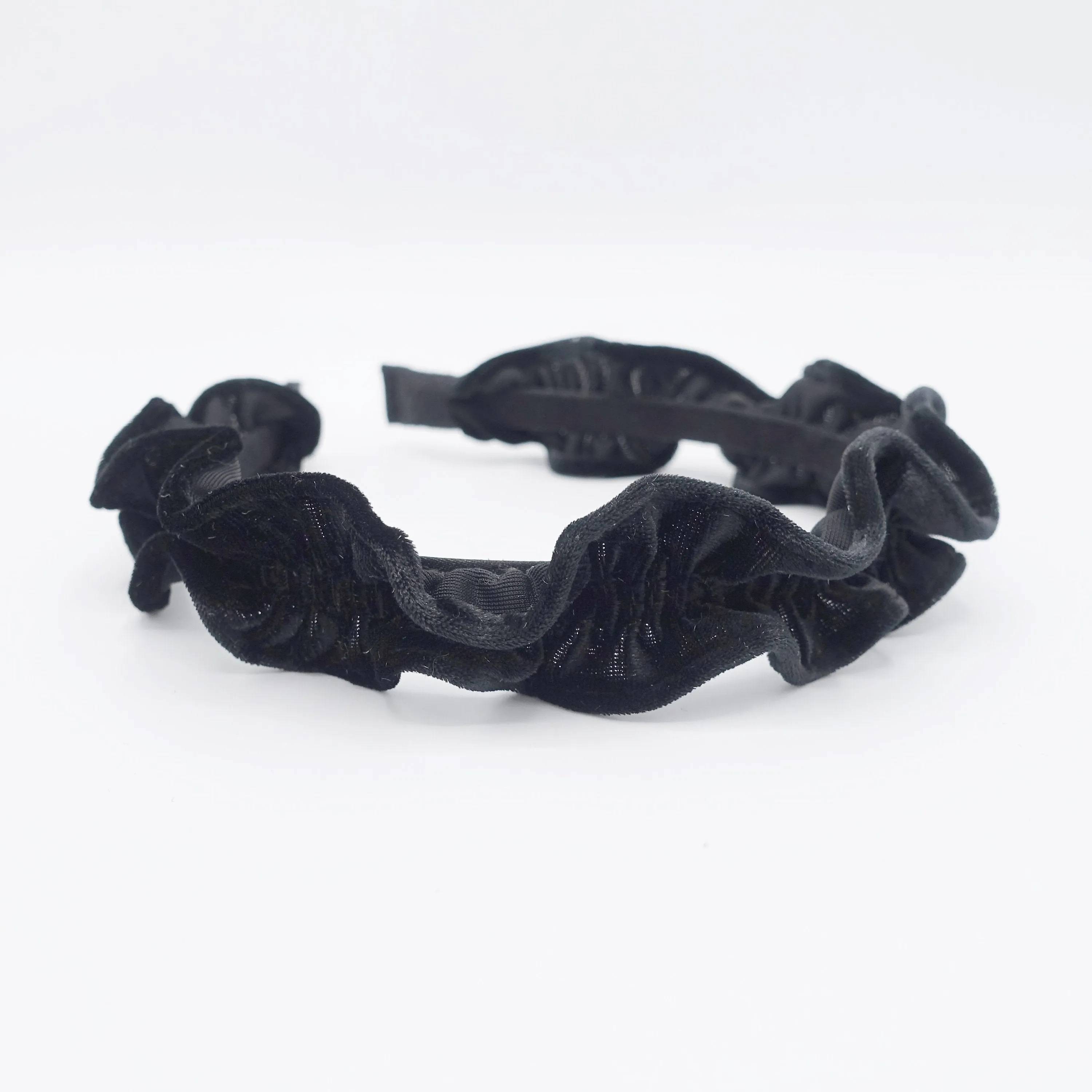 velvet pleats headband narrow ruffle wave hairband