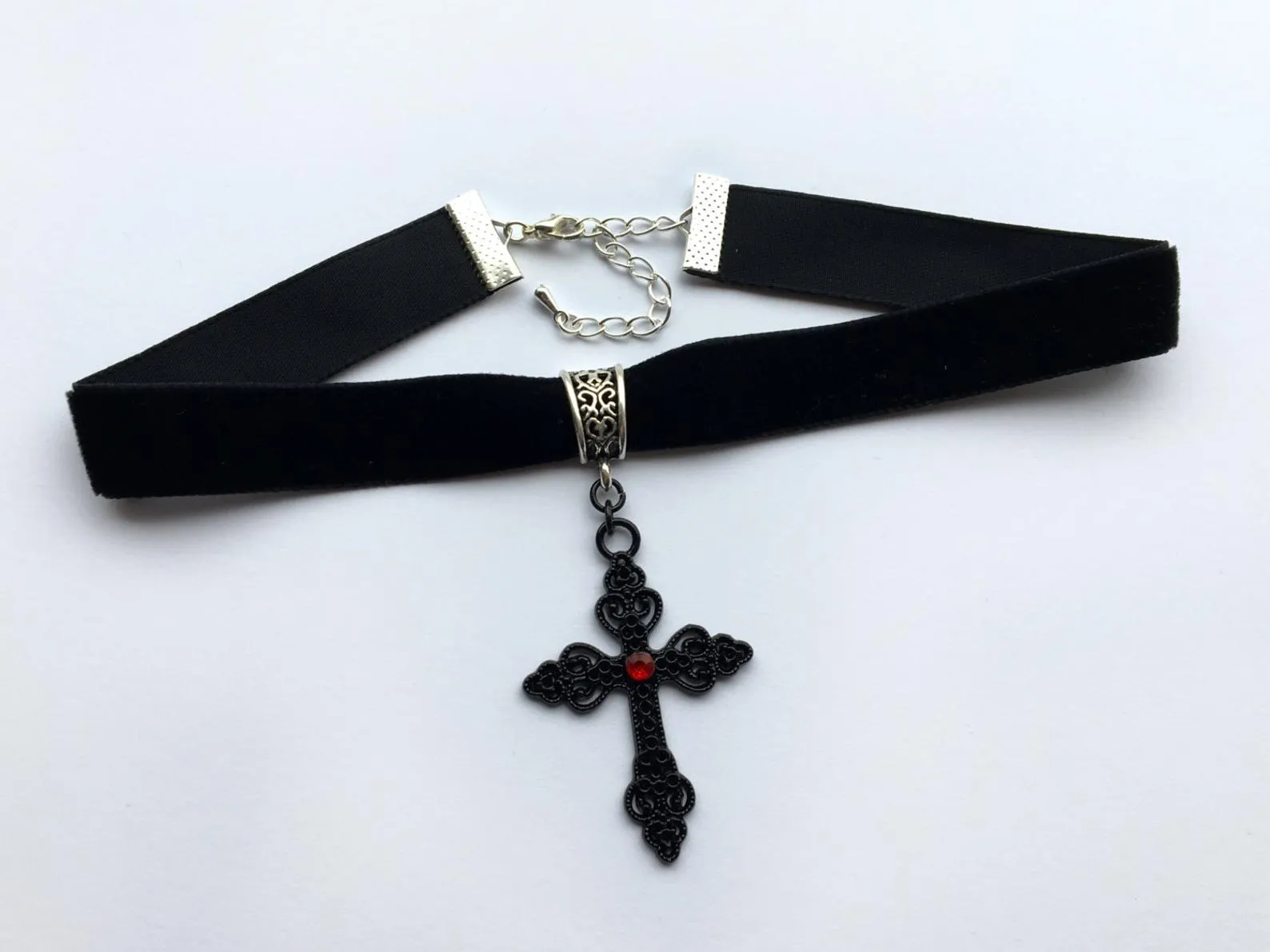 VenusFox Black Crescent Moon Choker, Black Velvet Choker Necklace