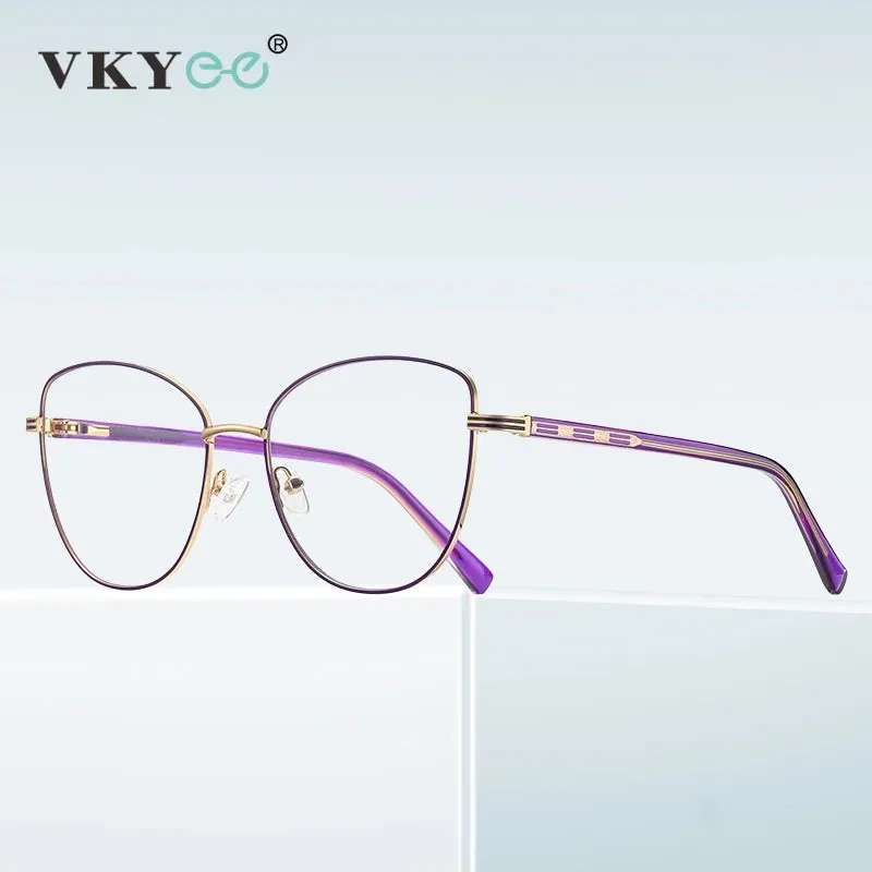 Vicky Women's Full Rim Large Butterfly Alloy Reading Glasses 3072