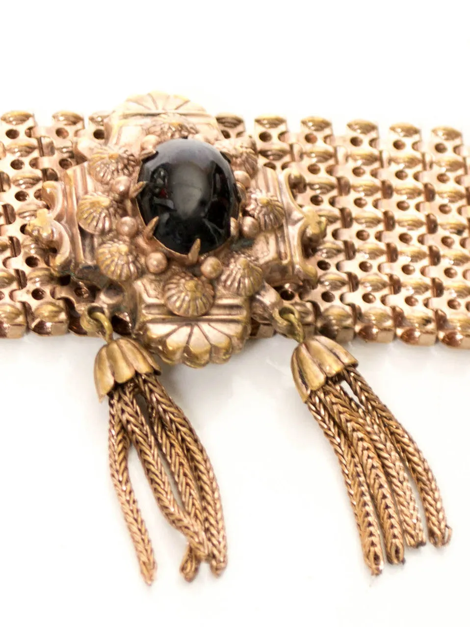 Victorian gold filled onyx mesh bracelet