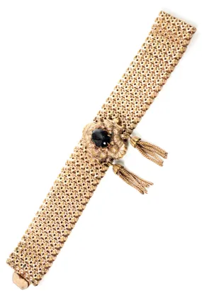 Victorian gold filled onyx mesh bracelet