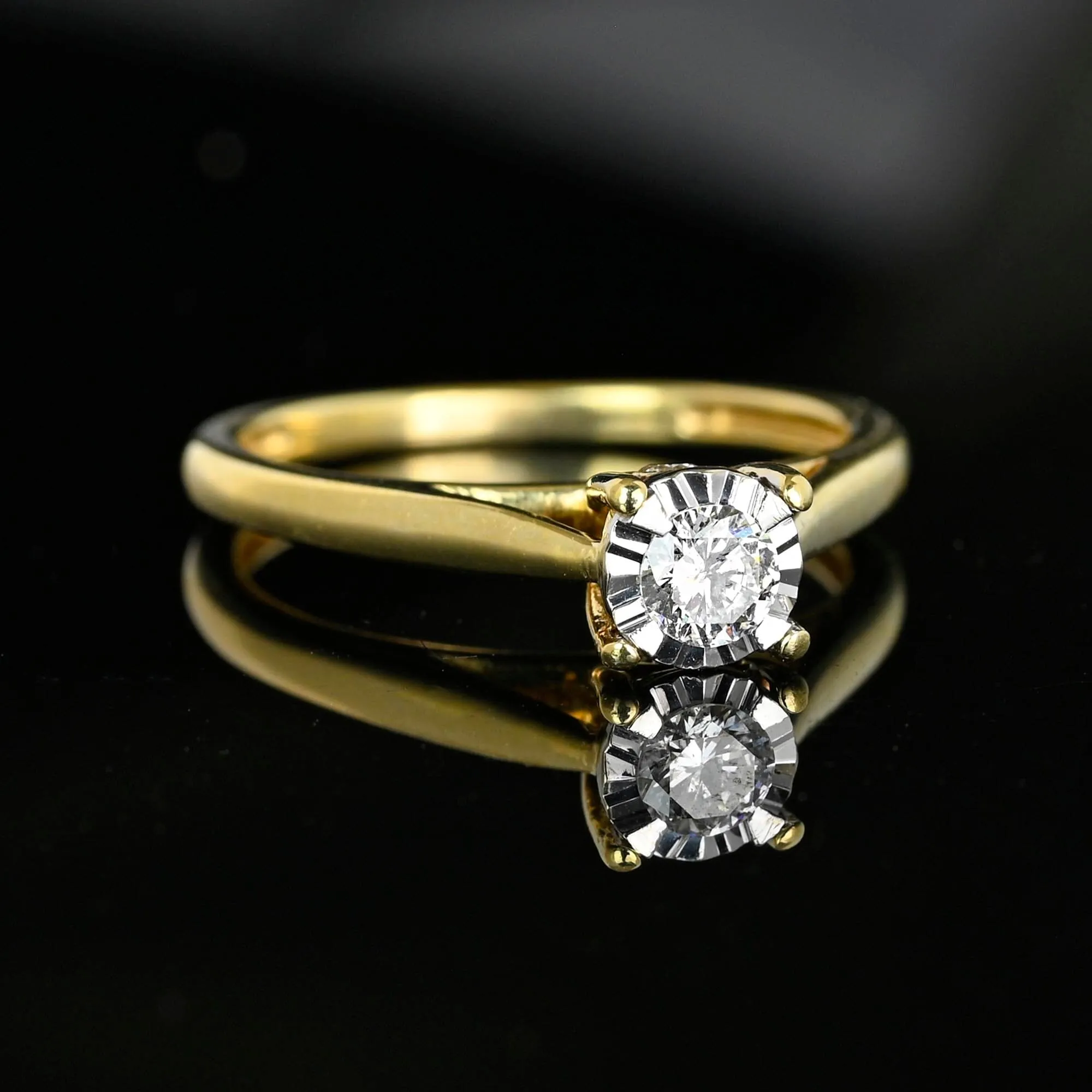 Vintage Estate Gold Diamond Solitaire Engagement Ring