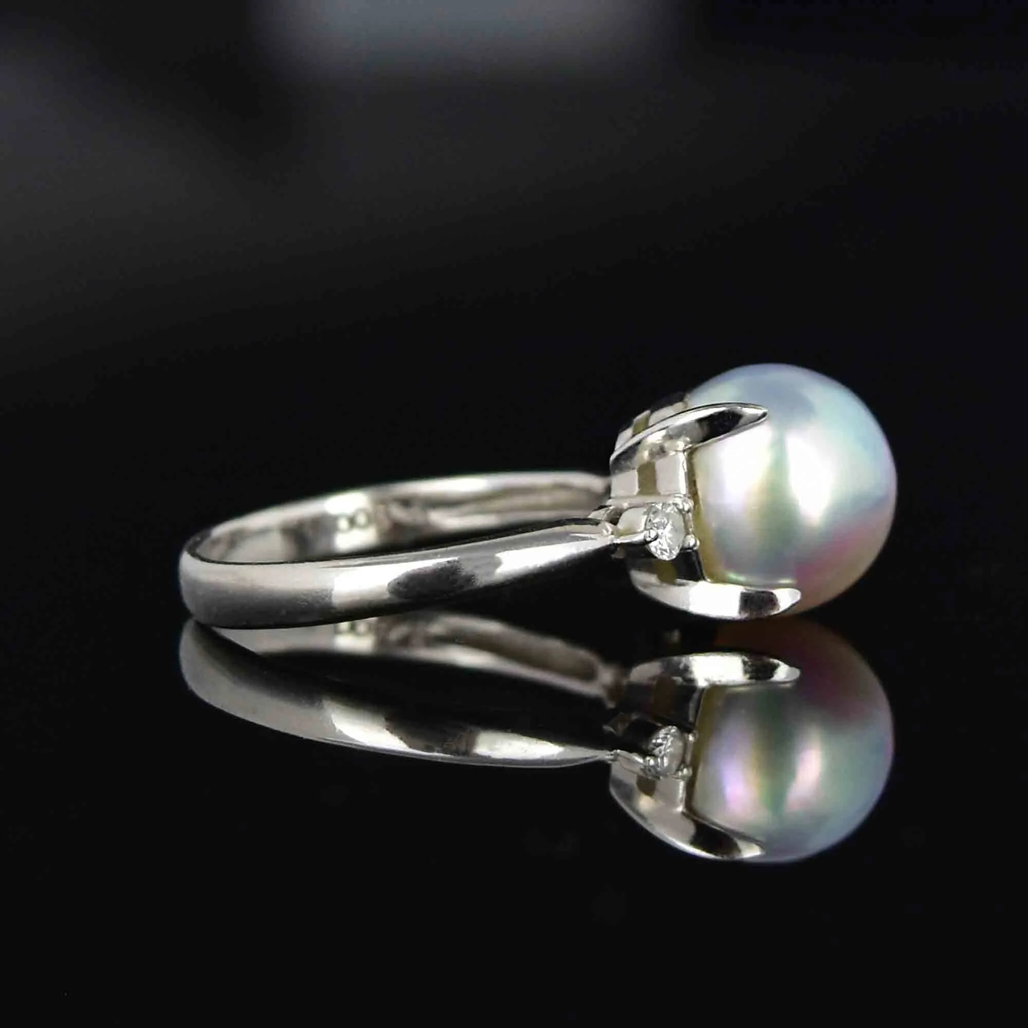 Vintage Platinum Diamond Pearl Alternative Engagement Ring