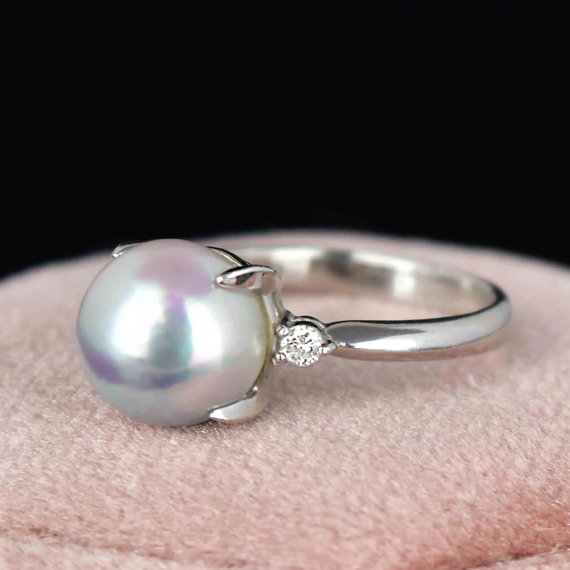 Vintage Platinum Diamond Pearl Alternative Engagement Ring