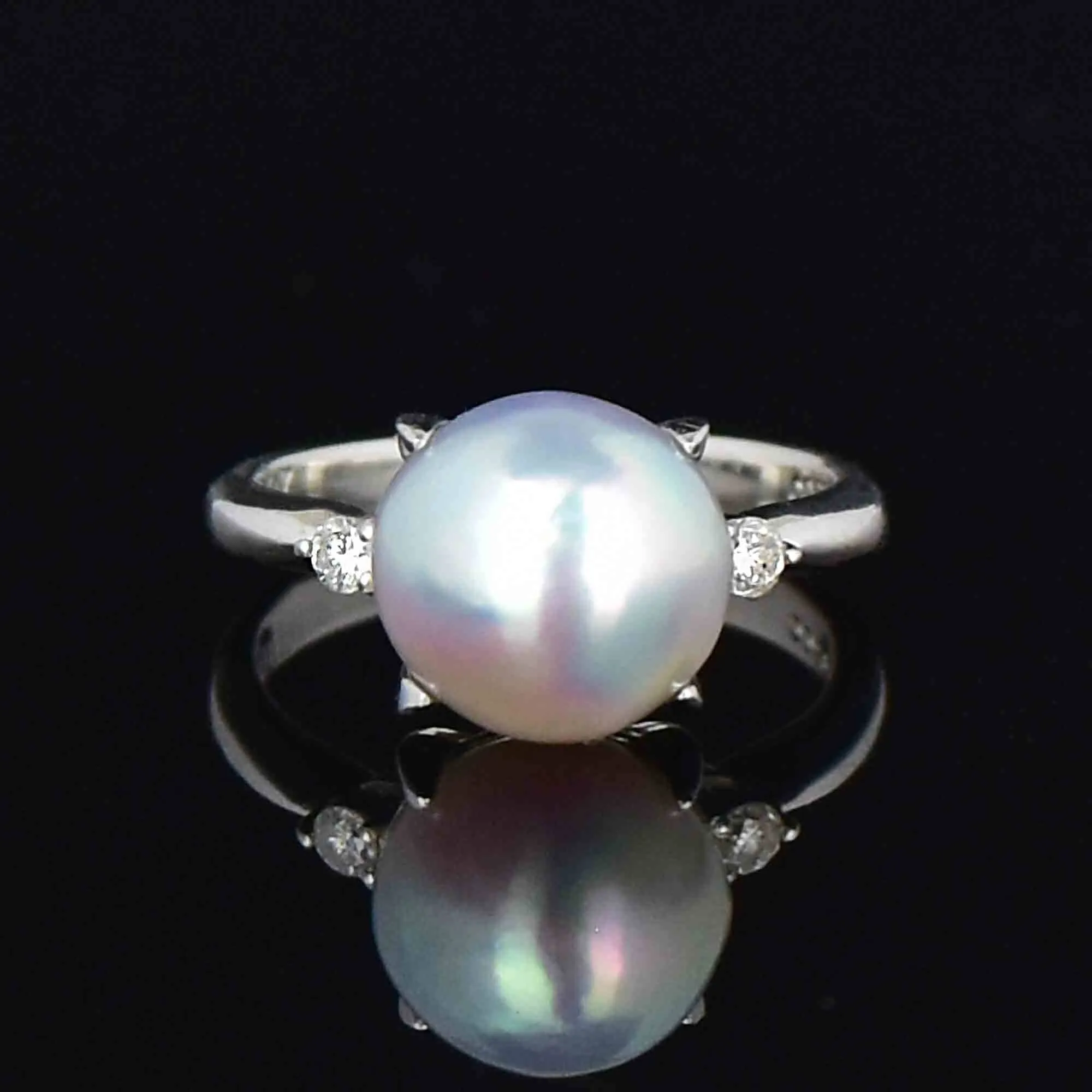 Vintage Platinum Diamond Pearl Alternative Engagement Ring