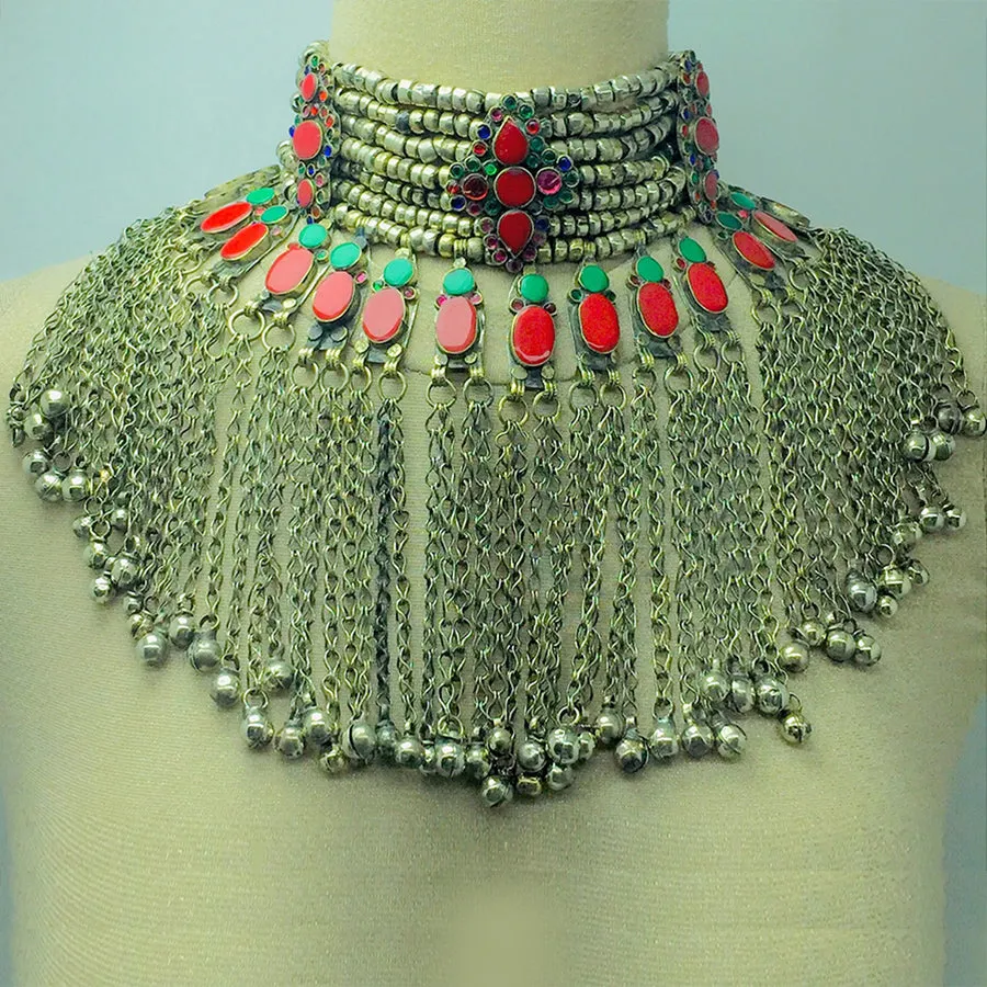 Vintage Rustic Bohemian Kuchi Choker Necklace With Bells