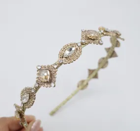 vintage thin headband rhinestone embellished metal hairband for women