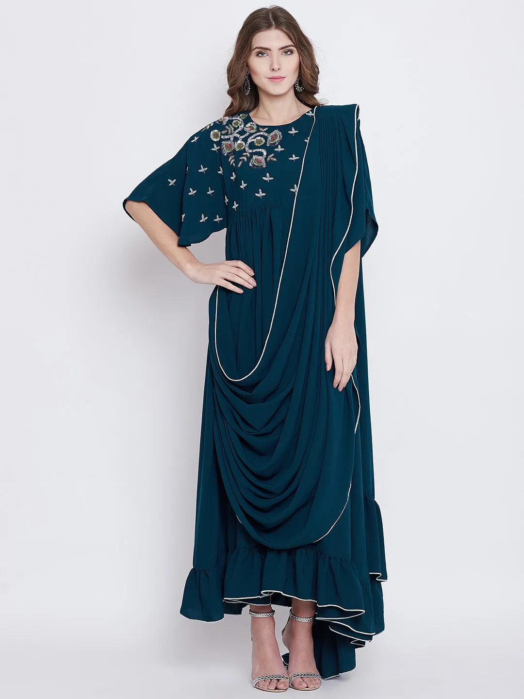 VIRIDESCENT SWAG DRAPED KAFTAN