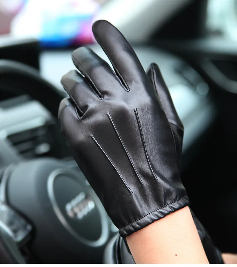 WARMEN men's PU leather gloves - WARMEN Winter Leather Gloves for Men-WARMEN Mens Texting Winter Gloves -Warmen Faux Leather Winter Gloves