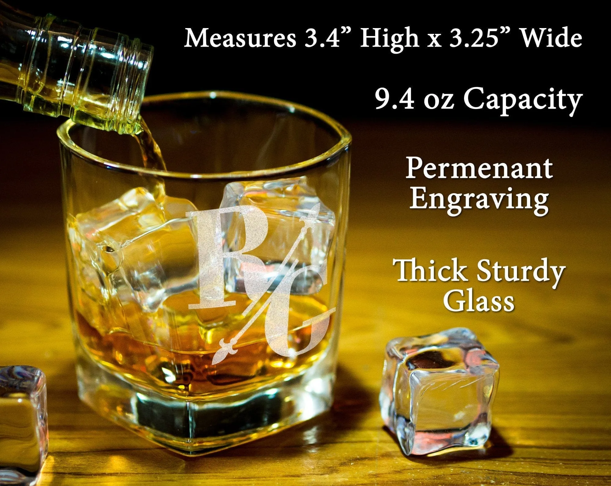 Whiskey Bourbon Glasses Personalized Monogrammed Set Rock Glass Decanter Gifts for Him Best Man Groomsmen Proposal Gift Father in Law Idea