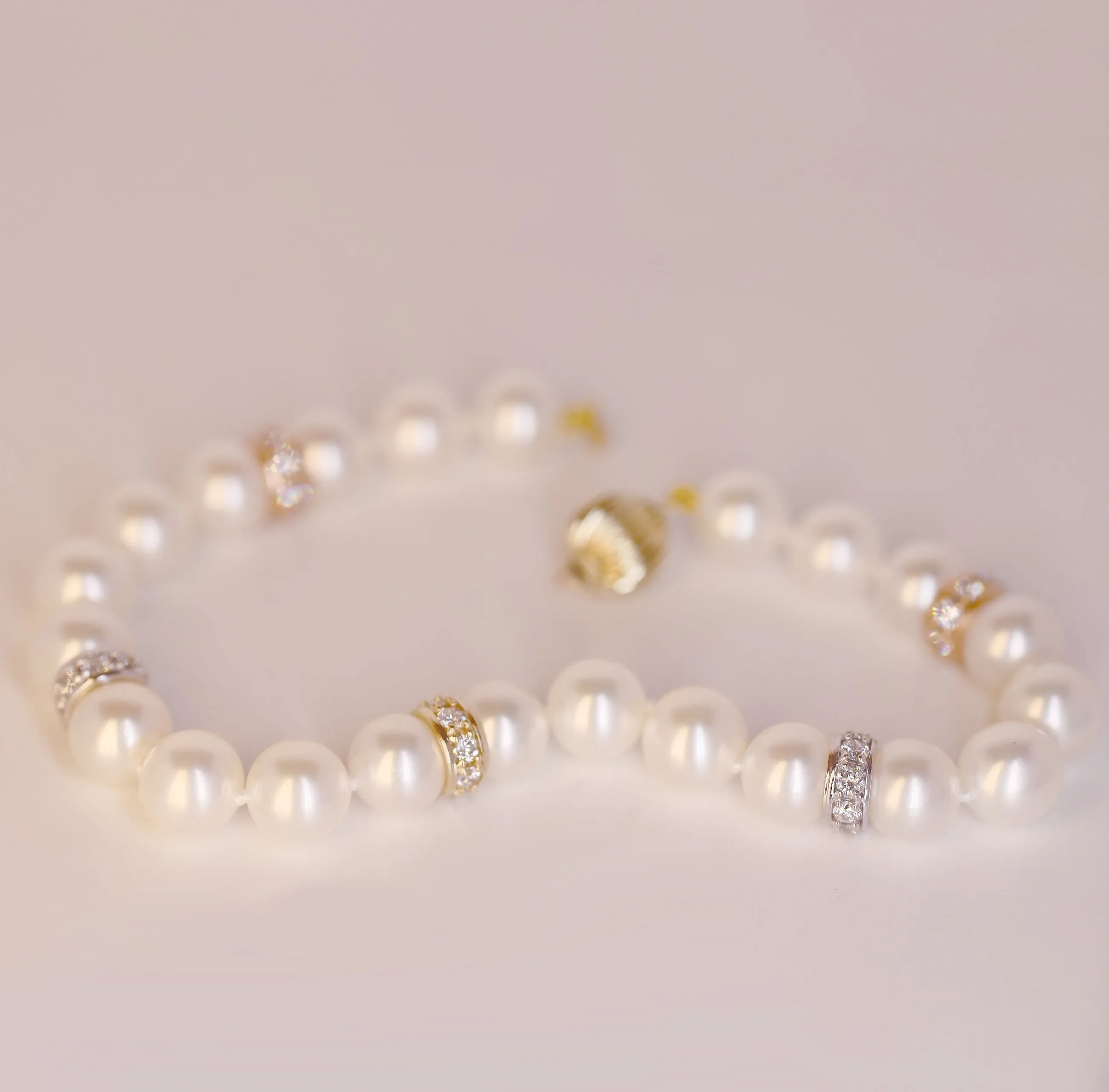 White Pearl & Diamond Bracelet