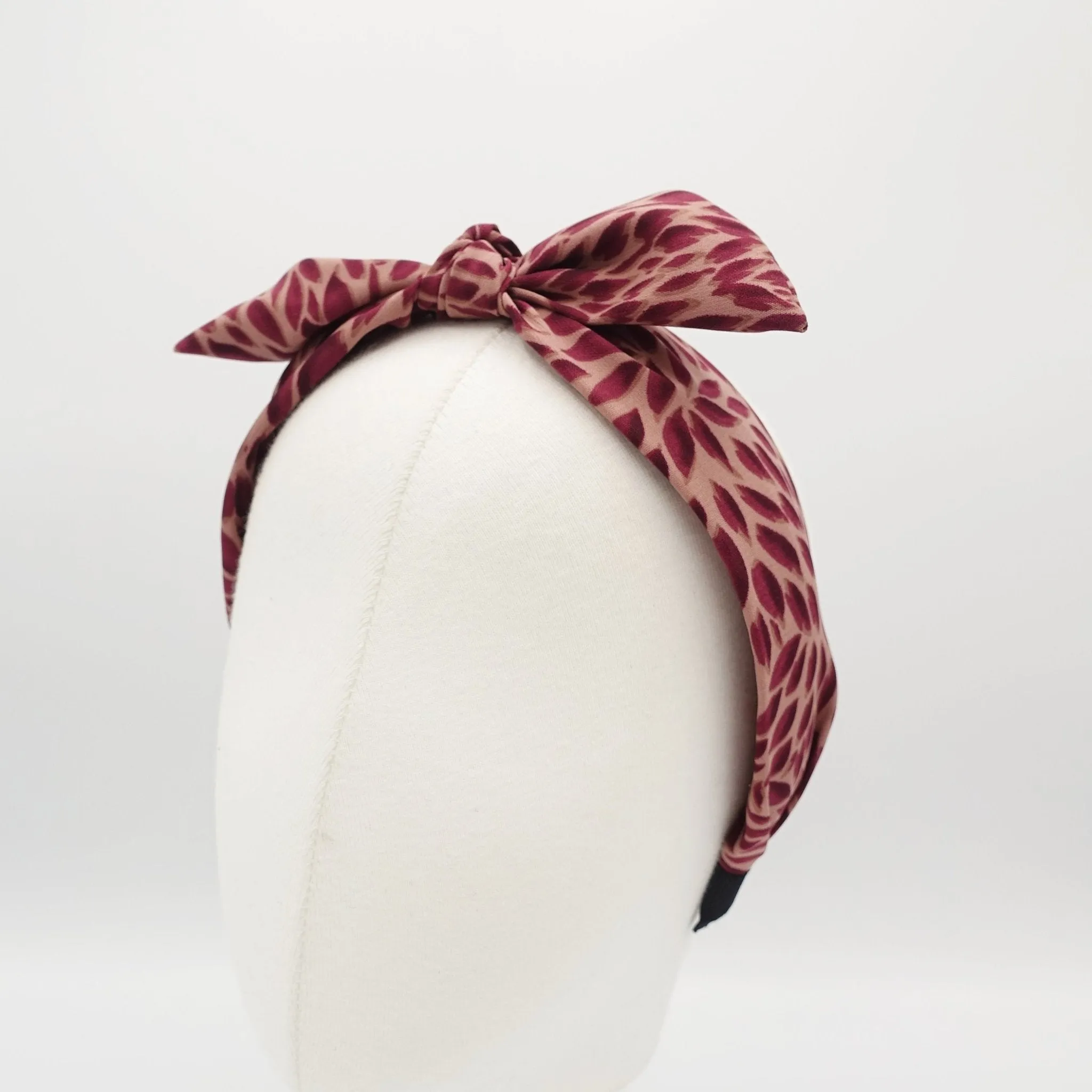 wire knotted headband bow hairband minimal leaf print hair accessory