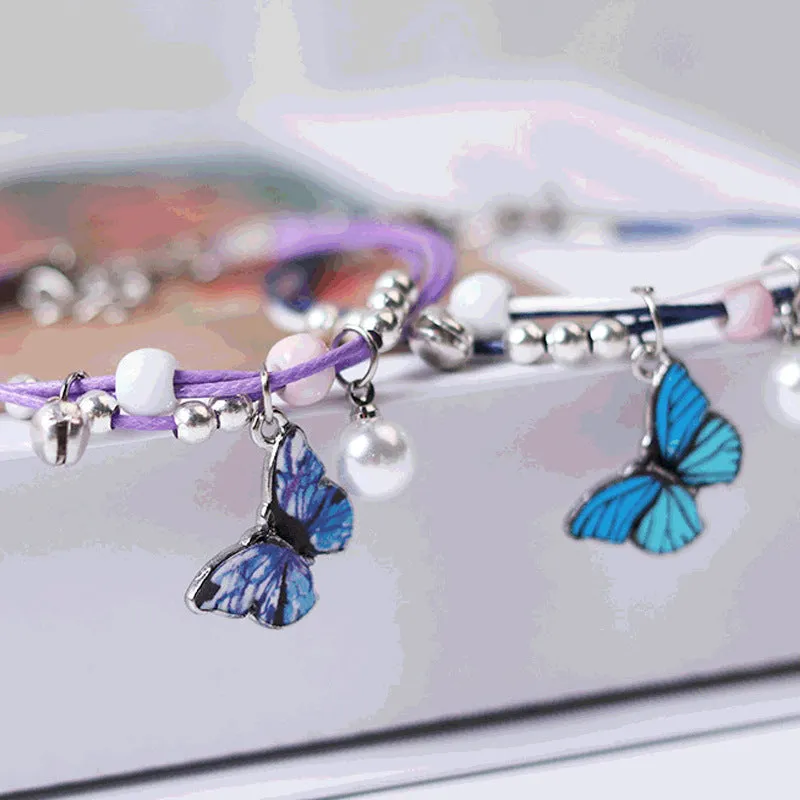 Women's Butterfly Pearl Couple Bracelet