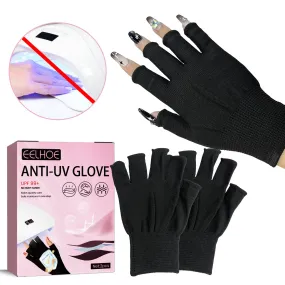 Women's Sun Protection Black Gloves