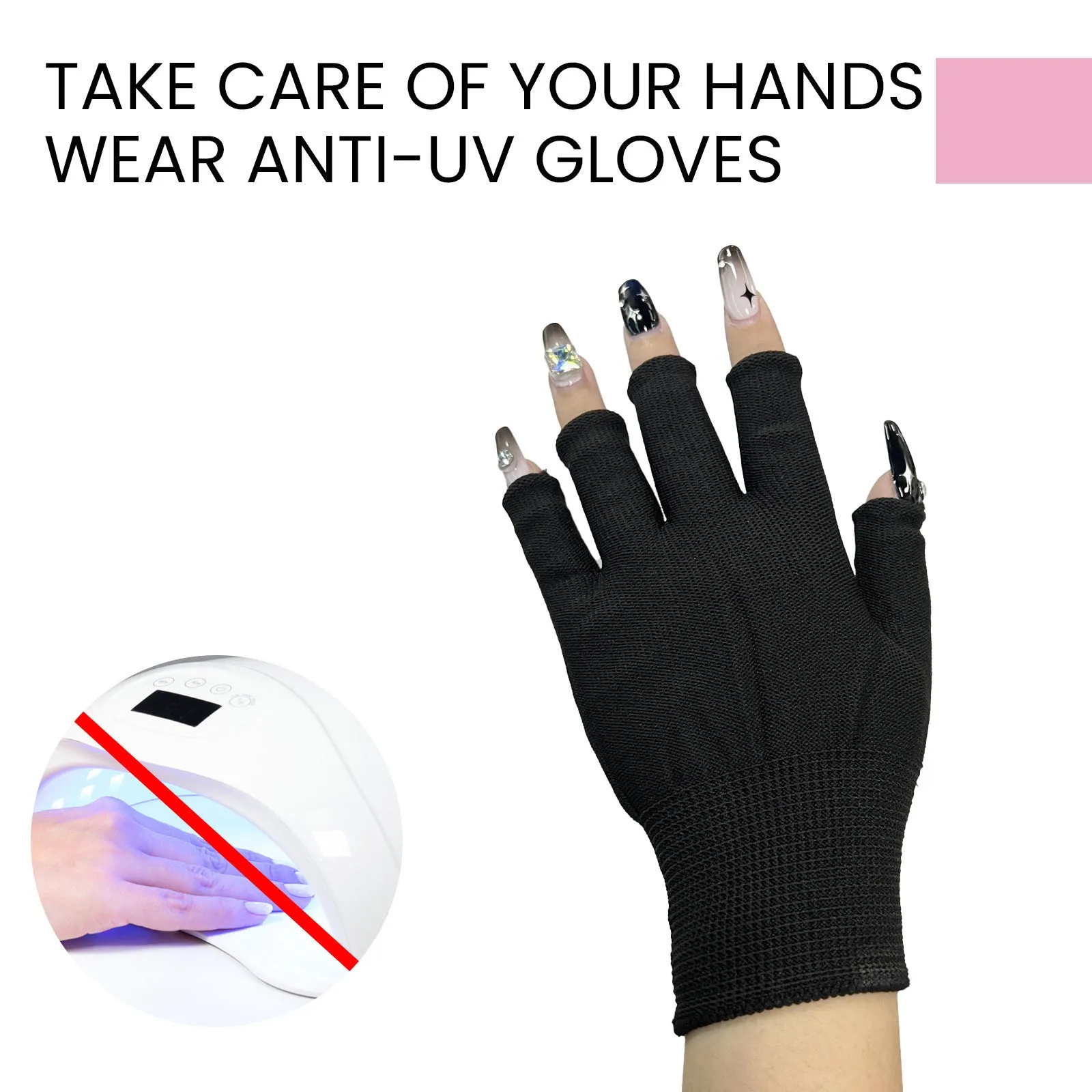 Women's Sun Protection Black Gloves