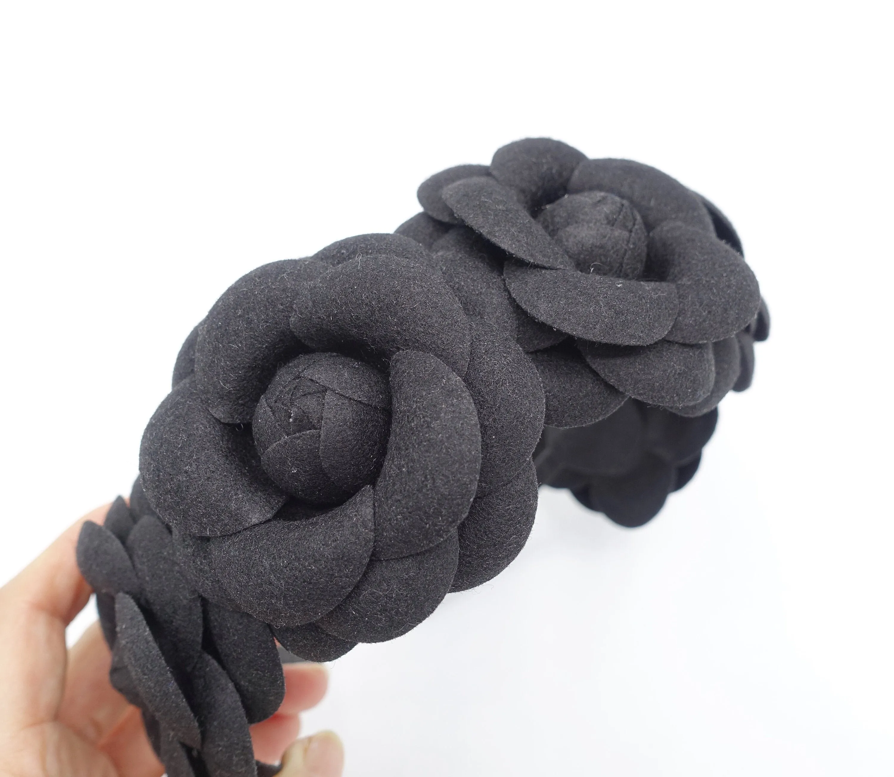 woolen camellia headband  five camellia headband for women