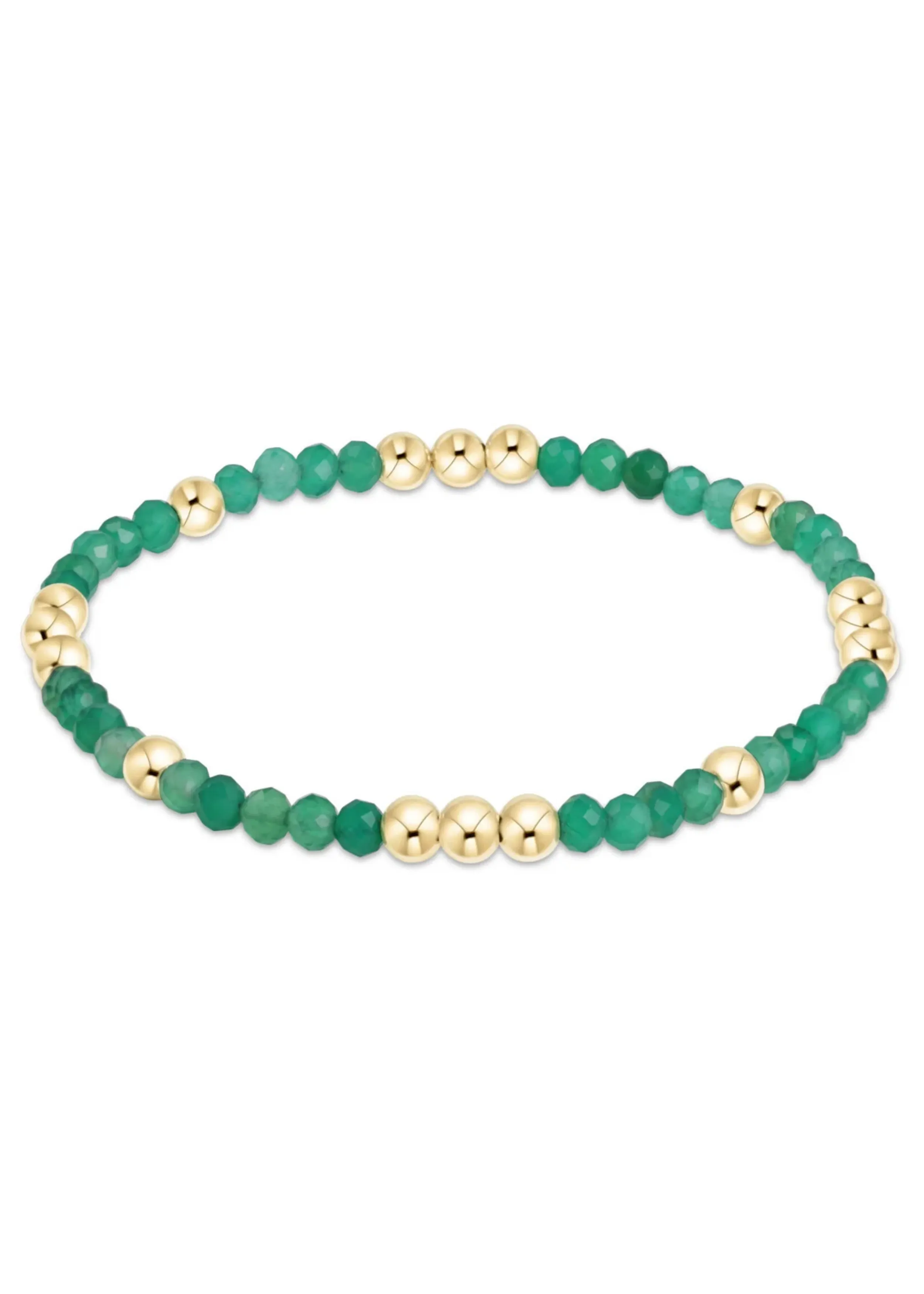 Worthy Pattern 3mm Bead Bracelet - Green Onyx