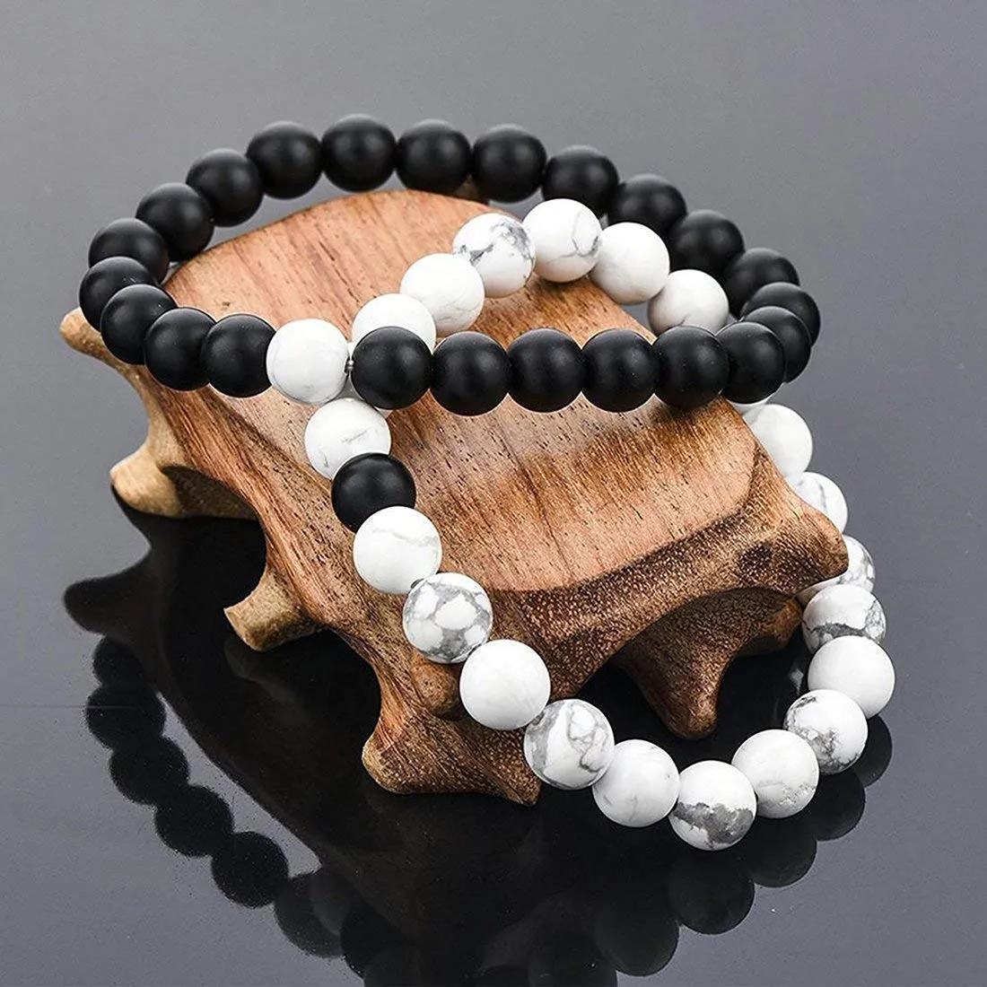 Yellow Chimes Beads Bracelet for Men D'vine Collection Howlite Lava Stone Reiki Meditation Healing Diffuser and Onyx Tiger's Eye Om Budha Couple Bracelet for Women & Men