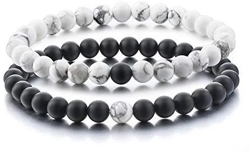 Yellow Chimes Beads Bracelet for Men D'vine Collection Howlite Lava Stone Reiki Meditation Healing Diffuser and Onyx Tiger's Eye Om Budha Couple Bracelet for Women & Men